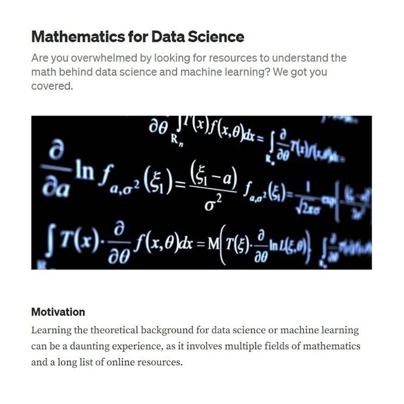 Extract of the article about Mathematics for data science