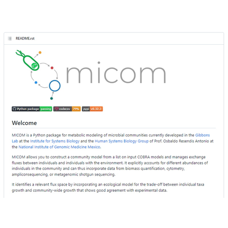 Extract of the Github project about Micom Python Package